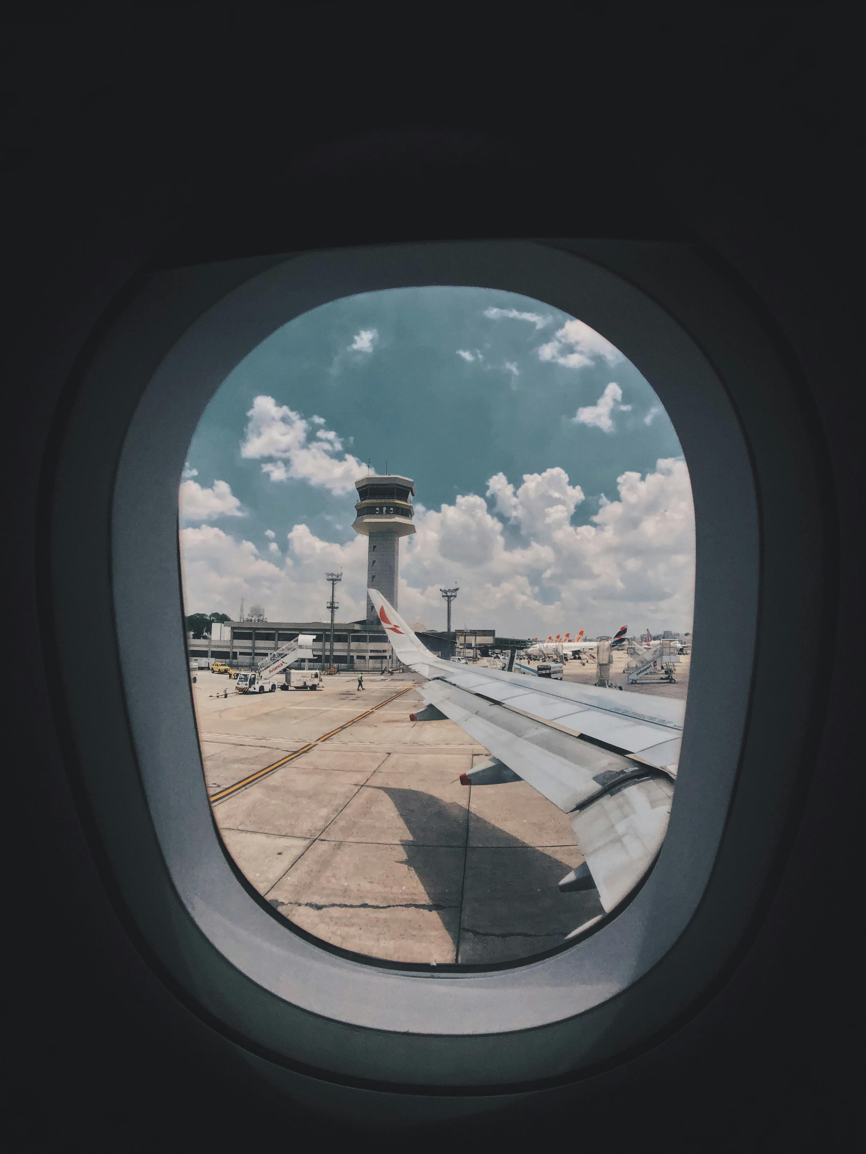 terminal seen through airplane window