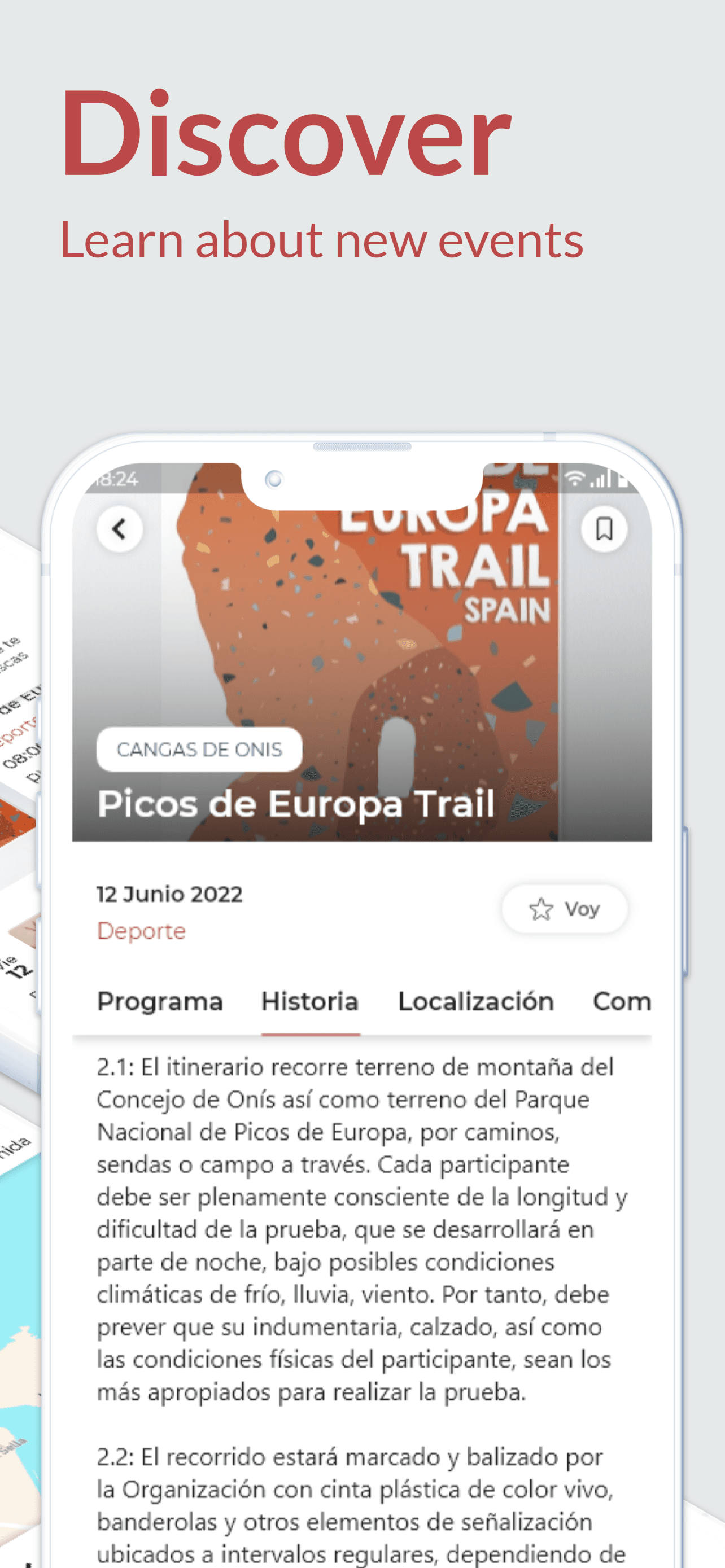ven-t discover events mobile screens